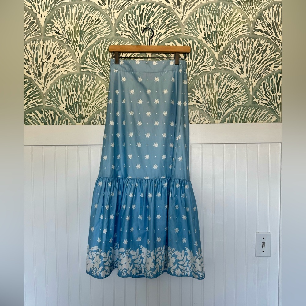 NWT Mason’s Daughter Midi Skirt, Blue Ditsy Cotton Poplin in Women’s XS